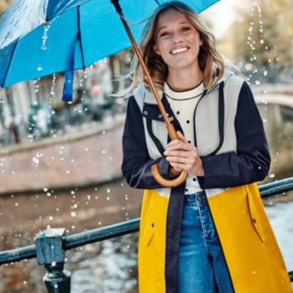 Boden Jackets & Blazers - Boden Colorblock Lawrence Long Hooded  Waterproof Raincoat Women's Size 6